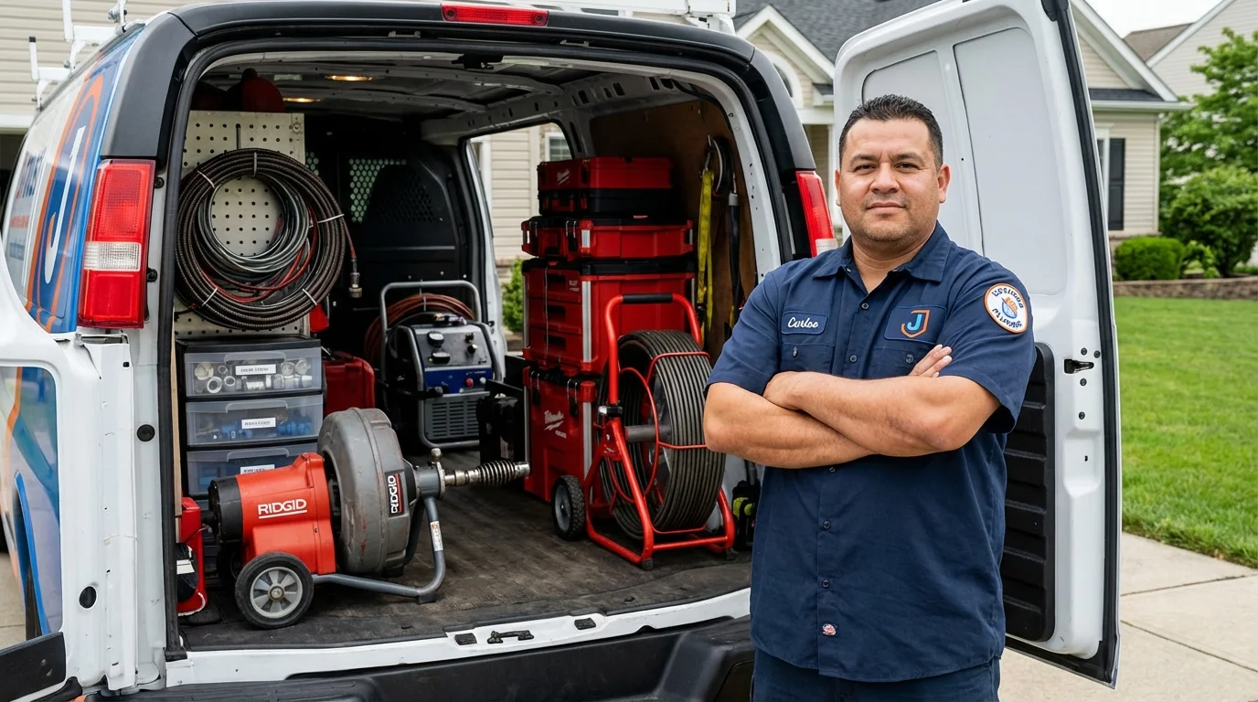 Professional drain cleaning equipment and Johns Plumbing LLC plumber in Wrightsville Beach