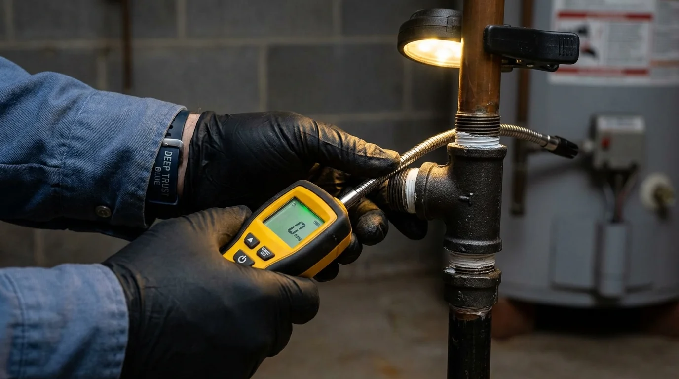 Gas leak detection with electronic sniffer by Johns Plumbing LLC in Wrightsville Beach