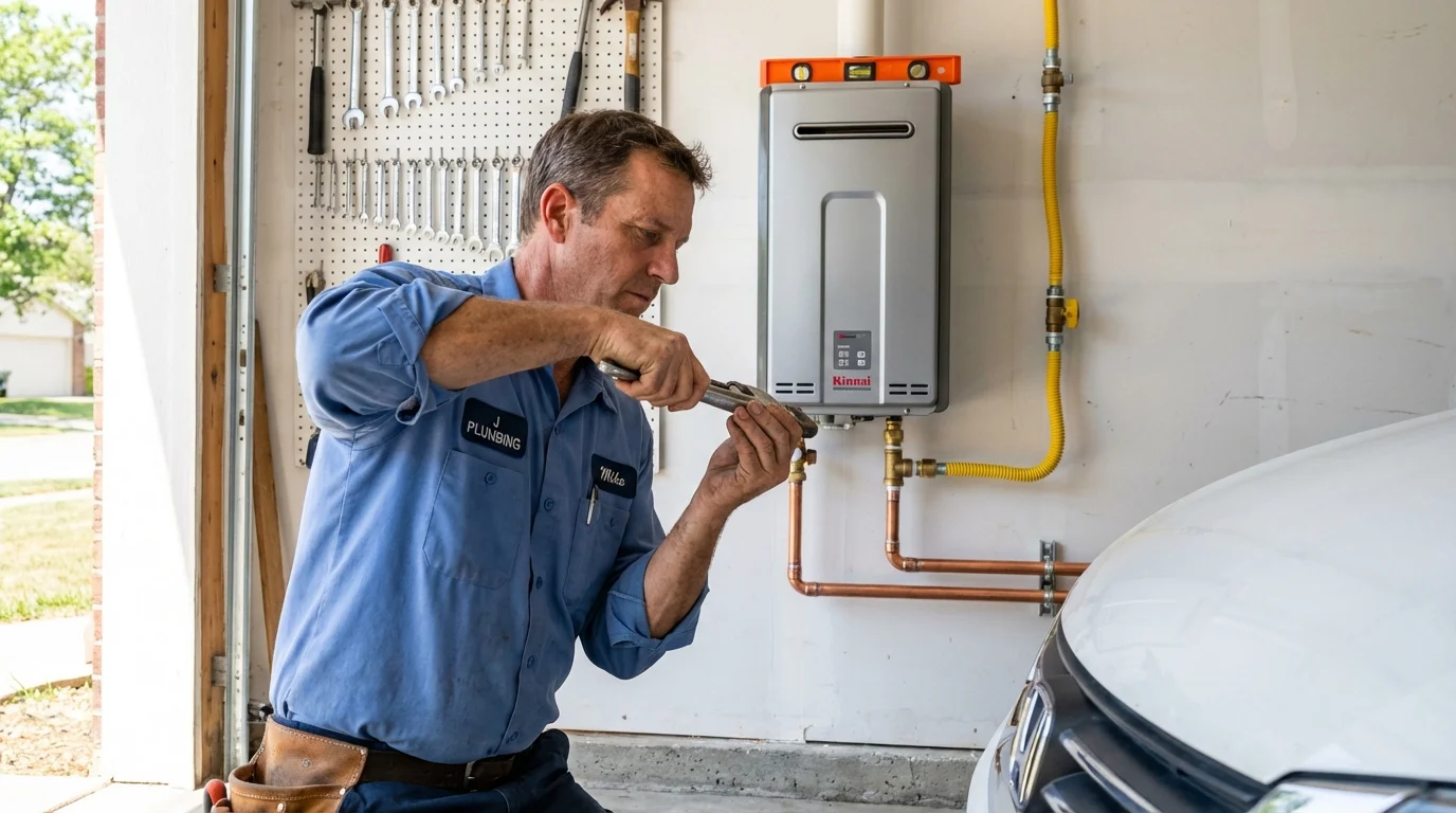 Tankless water heater installation by a Johns Plumbing LLC plumber in Wrightsville Beach